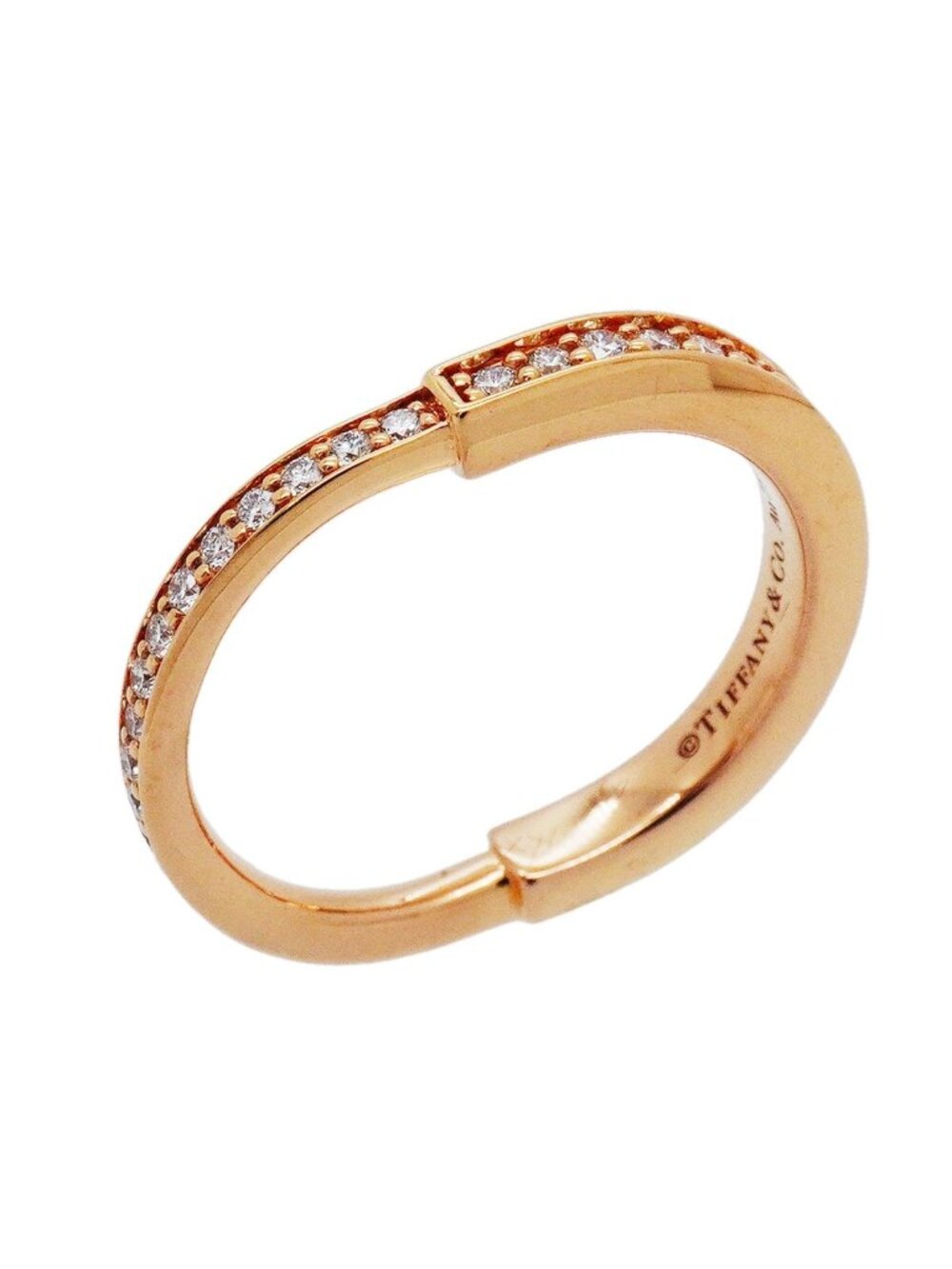 Tiffany & Co Ring Lock Full Diamond 18k Pink Gold